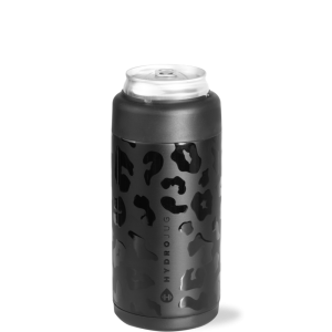 Hydro Jug Black Leopard Can Coolers Slim
